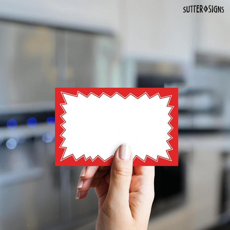 Sutter Signs Sale Signs for Retail Stores 50pcs, 3.5" x 5.5" | Red Starburst Paper Card Price Tags for Yard Sale, Garage Sale - Image 3
